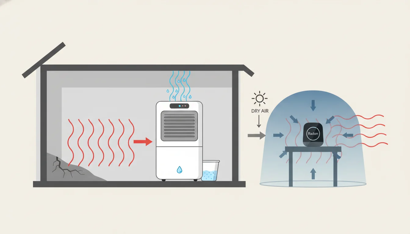 Illustration showing dehumidifier during radon test concept
