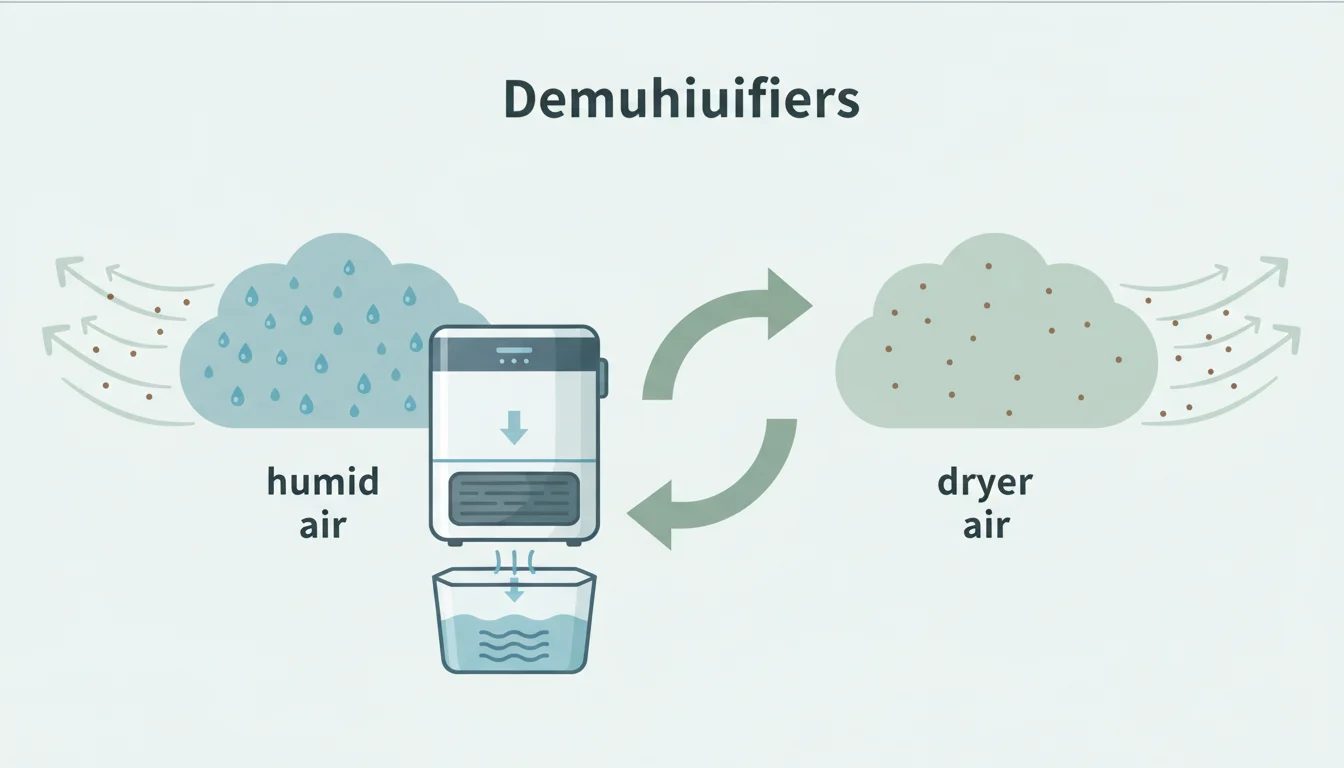 Illustration showing does dehumidifier help with dust concept